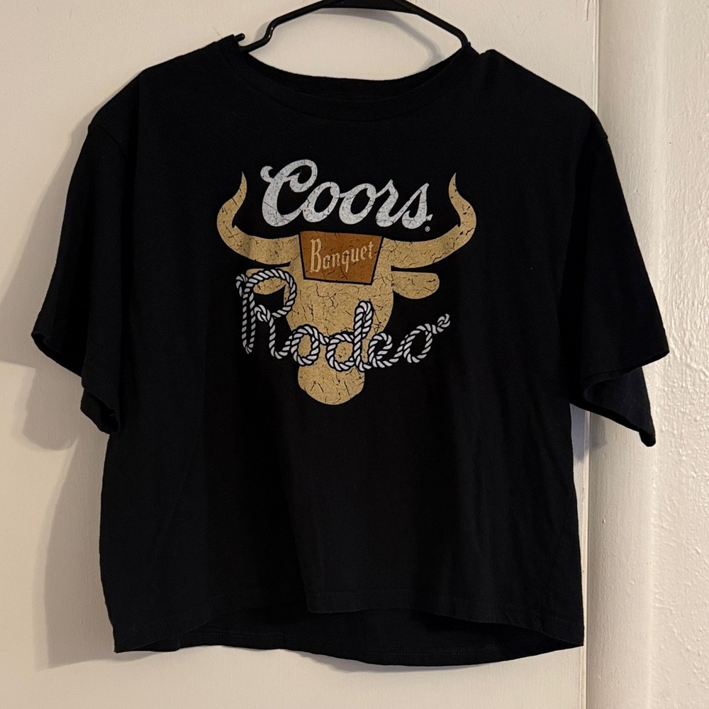 Source Unknown Black Crop Top with Graphic Print